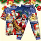 Playful Rooftop Santa Holiday Short Sleeve Pajamas Set For Festive Sleepovers And Family Photos