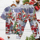 Merry Christmas Santa Holiday Arrival Short Sleeve Pajamas Set For Holiday Travel And Comfortable Home Wear