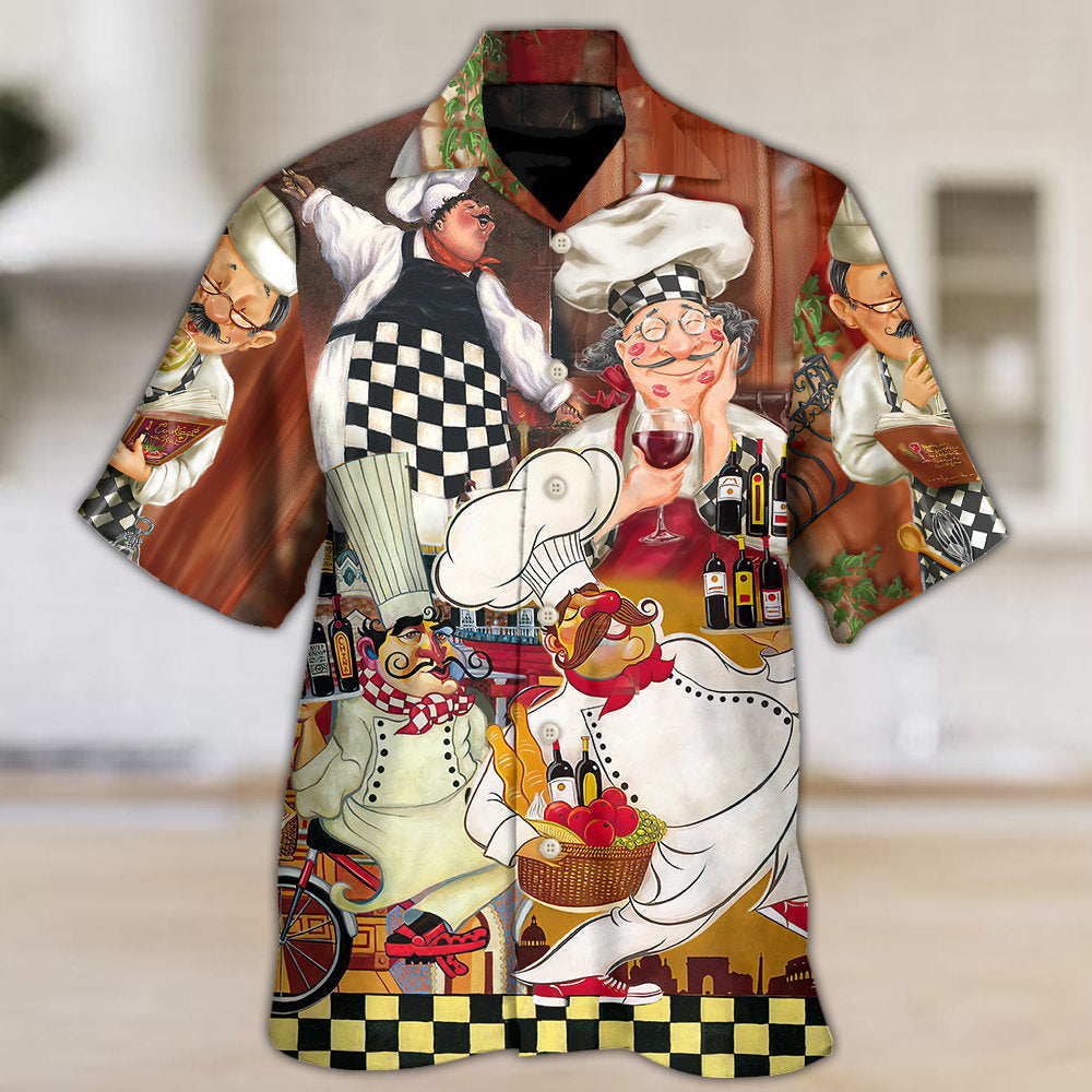Vintage Funny Chef Cooking Kitchen Hawaiian Shirt Resort Outfit View For Summer Travel