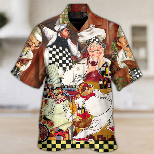 Vintage Funny Chef Cooking Kitchen Hawaiian Shirt Resort Outfit View For Summer Travel