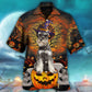 Halloween Schnauzer Dog Hawaiian Shirt Fabric Pattern Detail For Resort Wear