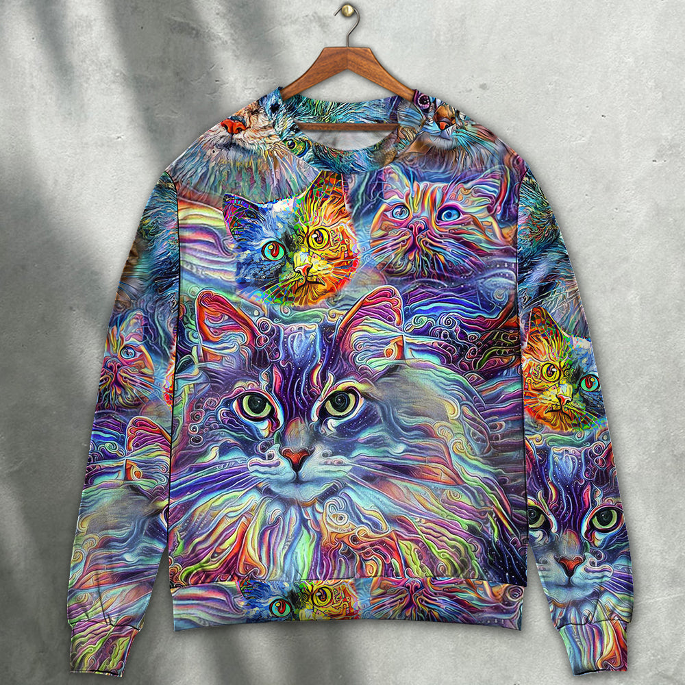 Hippie Colorful Cat Sweater For Creative Spirits Travel Parties And Comfortable Casual Wear
