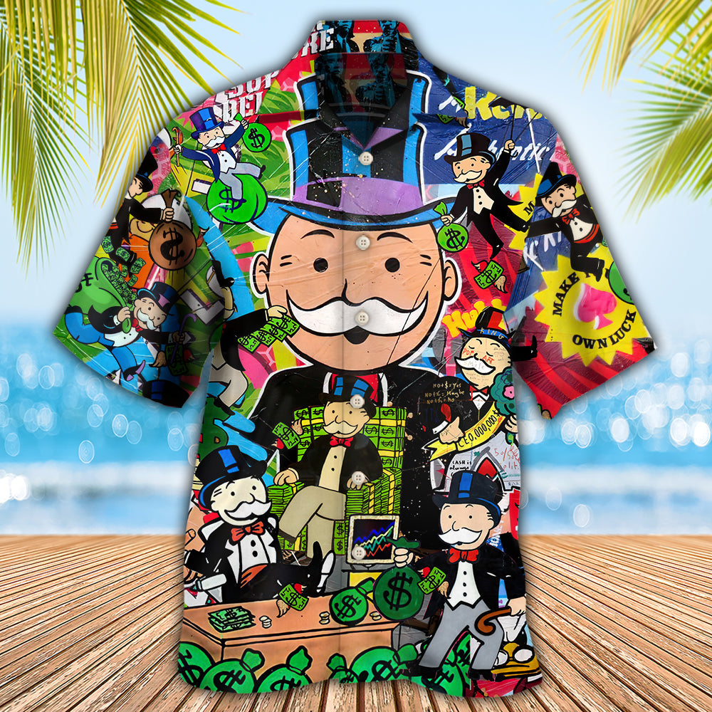 Happy Banker Raining Money Hawaiian Shirt For Coastal Adventures And Warm Weather Wear
