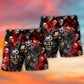 Dark Skull Red Smoke Beach Shorts Pattern View For Vacation Travel And Outdoor Fun
