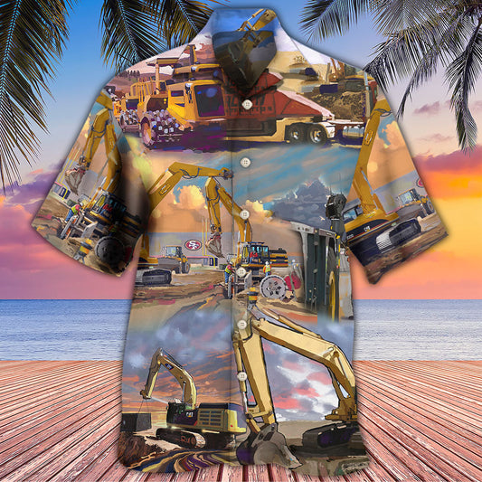 Crane Construction Office Industry Hawaiian Shirt Pattern View For Relaxed Warm Weather Outfits