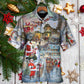 Christmas Year Santa Hawaiian Shirt Pattern Detail For Island Holidays