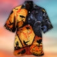 Spooky Halloween Raven Pumpkin Hawaiian Shirt Artwork View For Weekend Travel And Beach Style