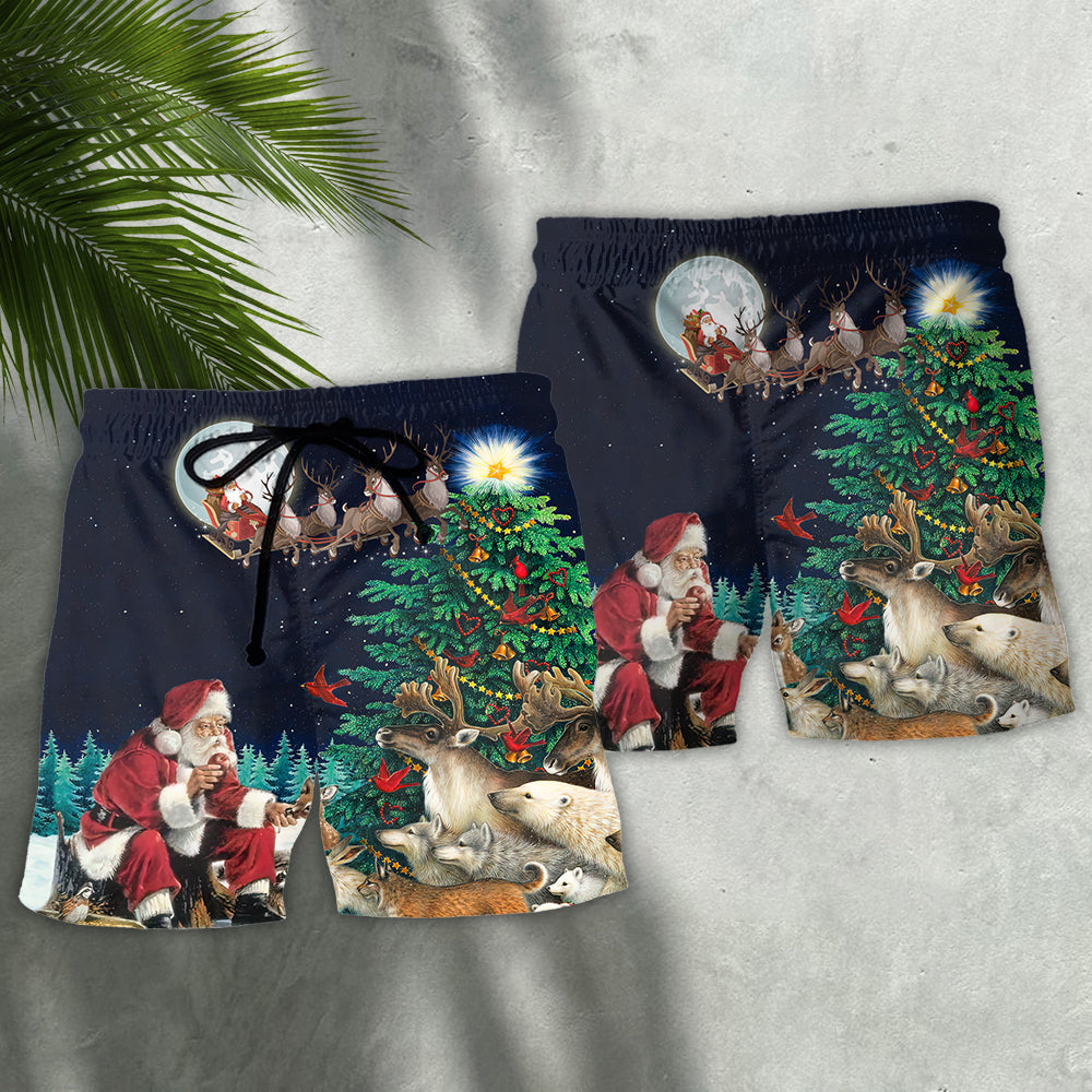 Christmas Santa Giving Holiday Joy Beach Shorts For Outdoor Adventures And Thoughtful Seasonal Gifts