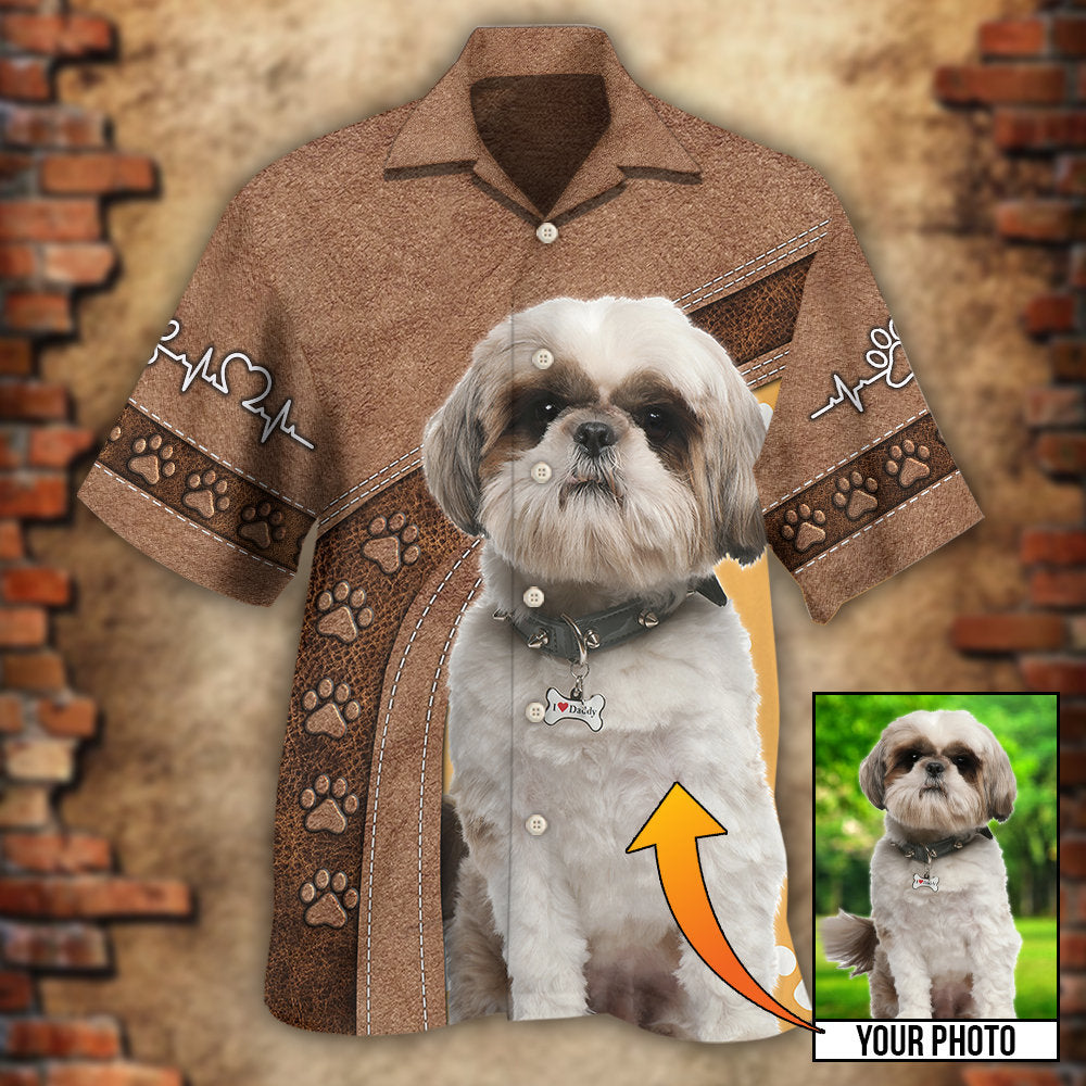 Brown Classic Dog Paw Custom Photo Personalized Hawaiian Shirt Pattern View For Lightweight Everyday Style