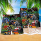 Luxury Retro Car Beach Shorts For Beach Trips And Relaxed Vacation Styling