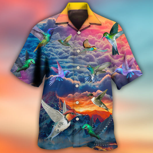 Dreamy Hummingbird Sky Hawaiian Shirt For Coastal Adventures And Warm Weather Wear