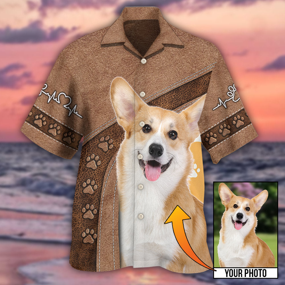 Classic Dog Paw Custom Photo Personalized Hawaiian Shirt Design View For Casual Summer Styling