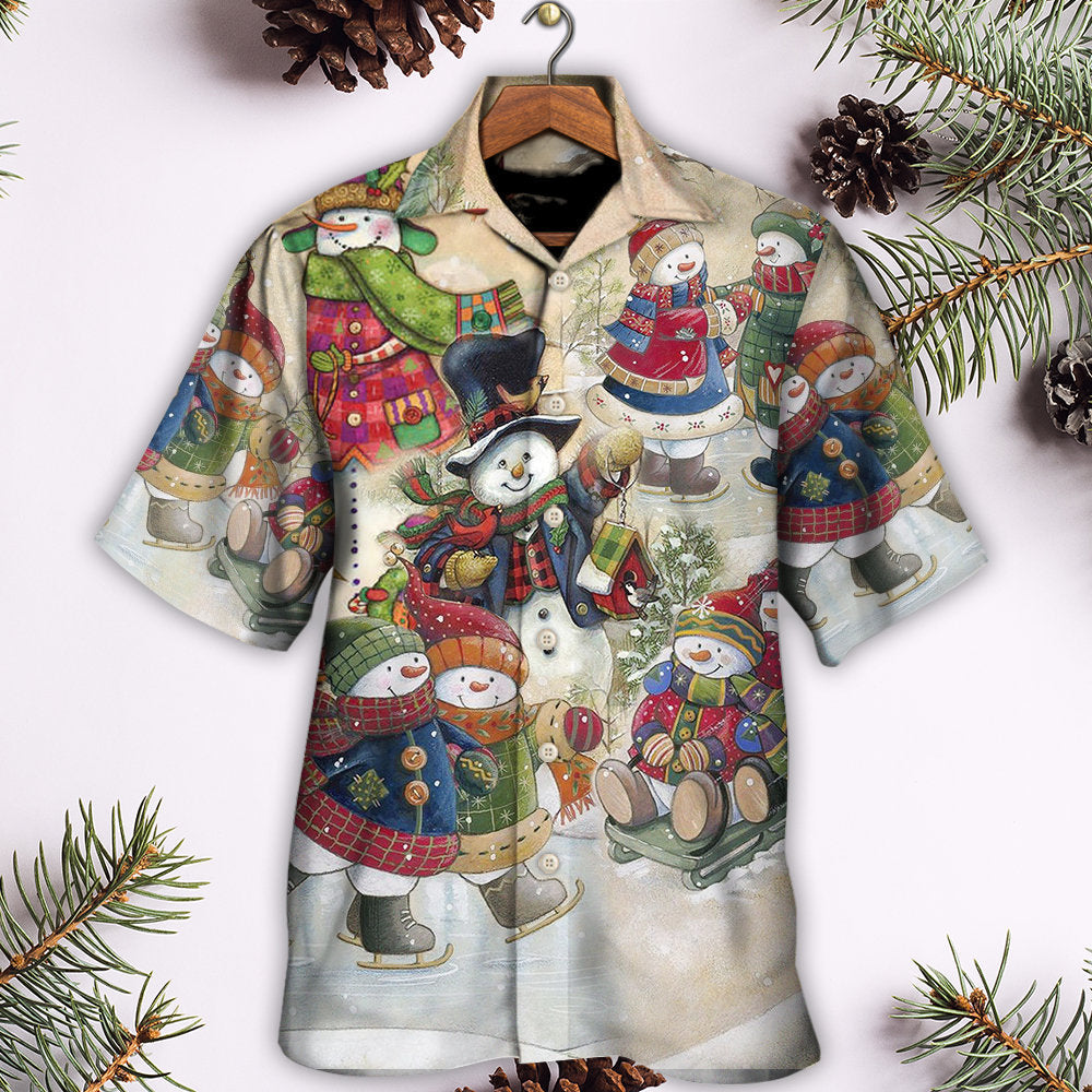 Christmas Snowman Hawaiian Shirt Resort Outfit View For Weekend Trips