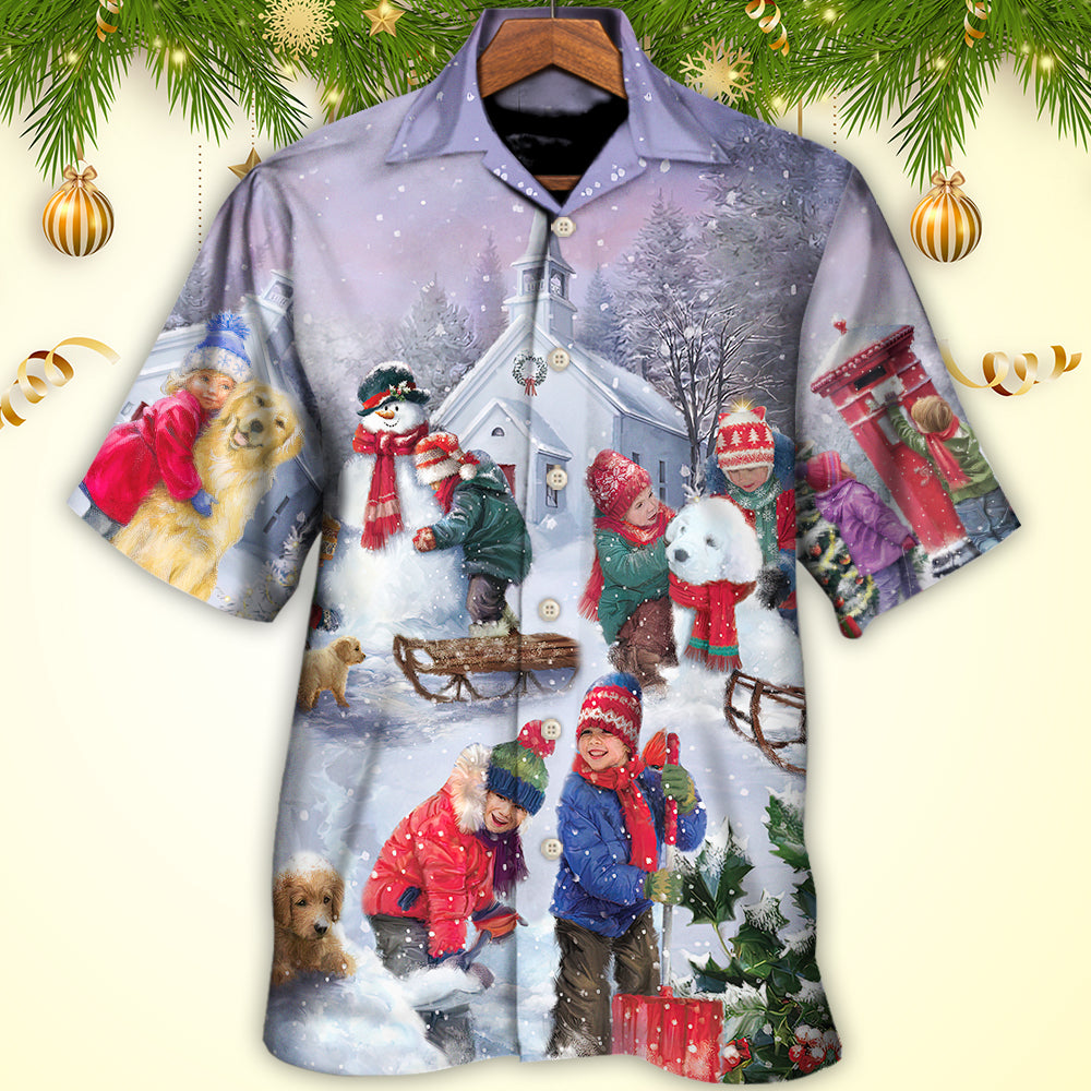 Christmas Kids Chilling Homies Hawaiian Shirt Pattern View For Relaxed Warm Weather Outfits