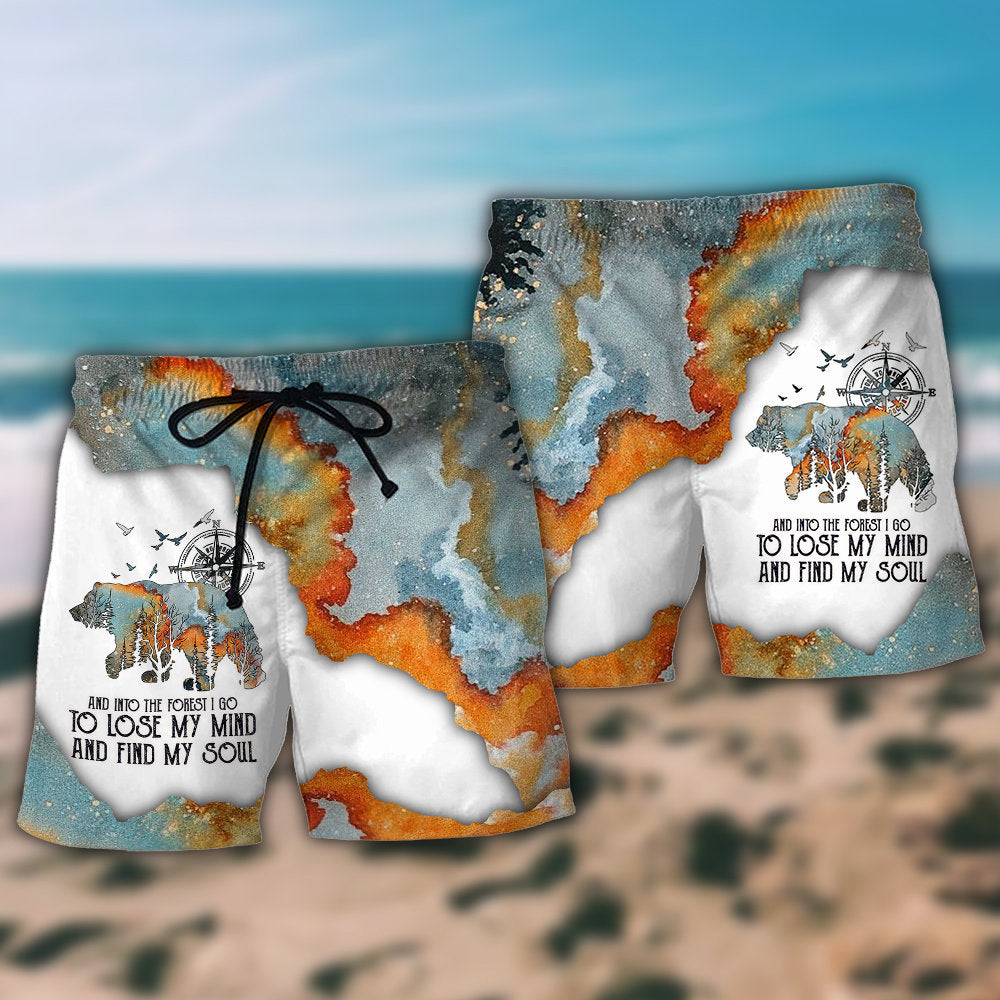Camping Into Forest Relax Mind Beach Shorts Artwork Detail For Comfortable Everyday Summer Wear