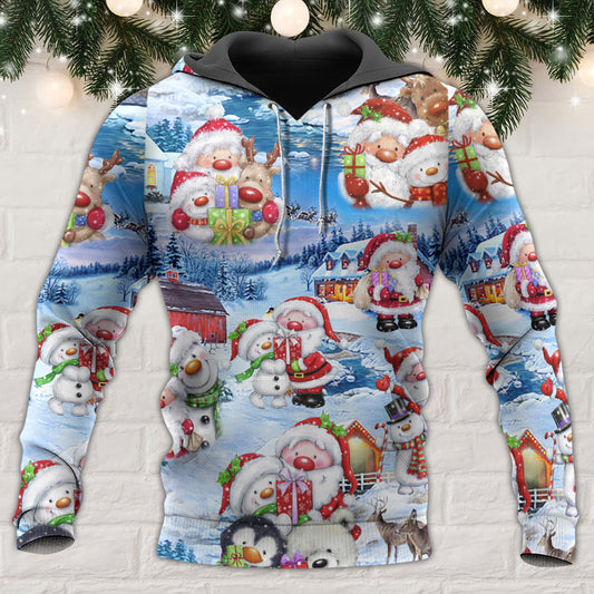 Santa Snowman Holiday Hoodie For Holiday Vacations Winter Events And Everyday Comfort