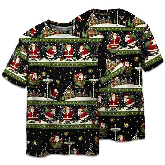 Santa Christmas Eve Adventure Short Sleeve Pajamas Set For Christmas Sleepwear And Family Lounging