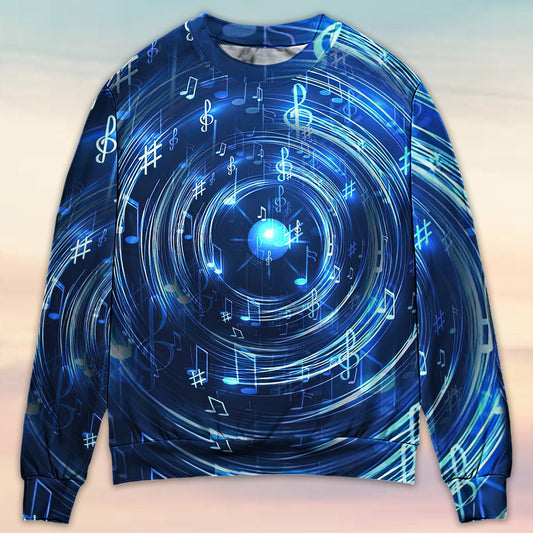 Music Neon Circle With Notes Sweater For Casual Wear Festivals Travel And Thoughtful Gifting