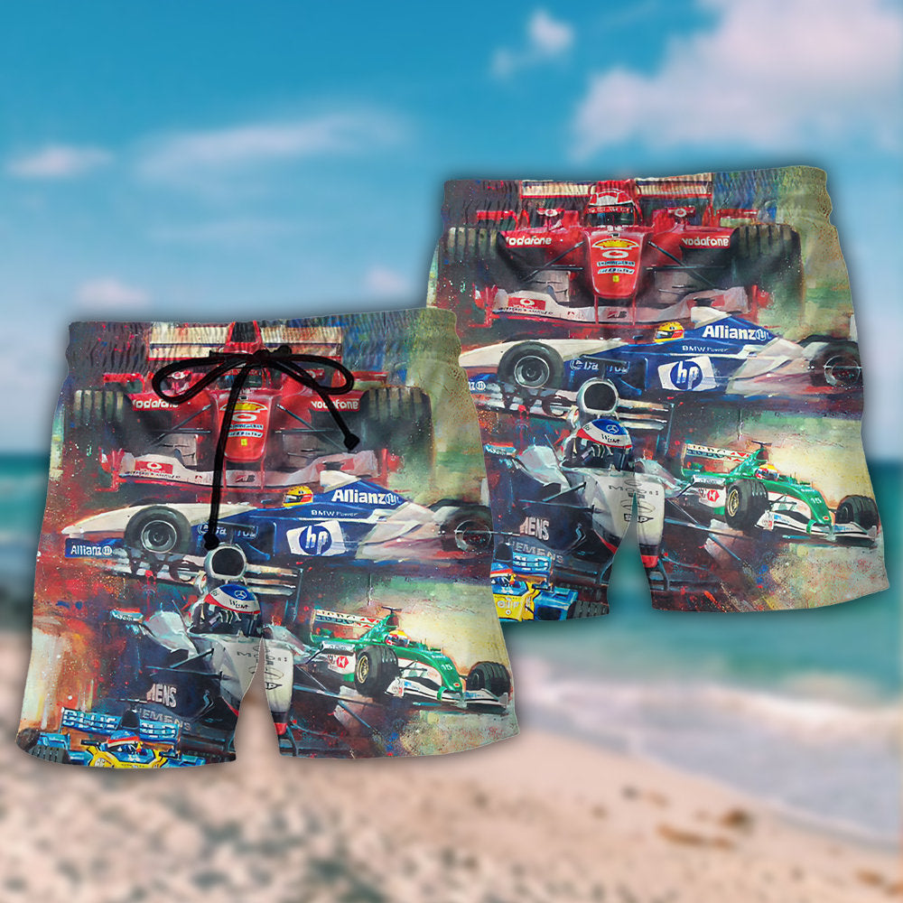 Unstoppable Car Racing Speed Beach Shorts Pattern View For Coastal Holidays And Casual Activities