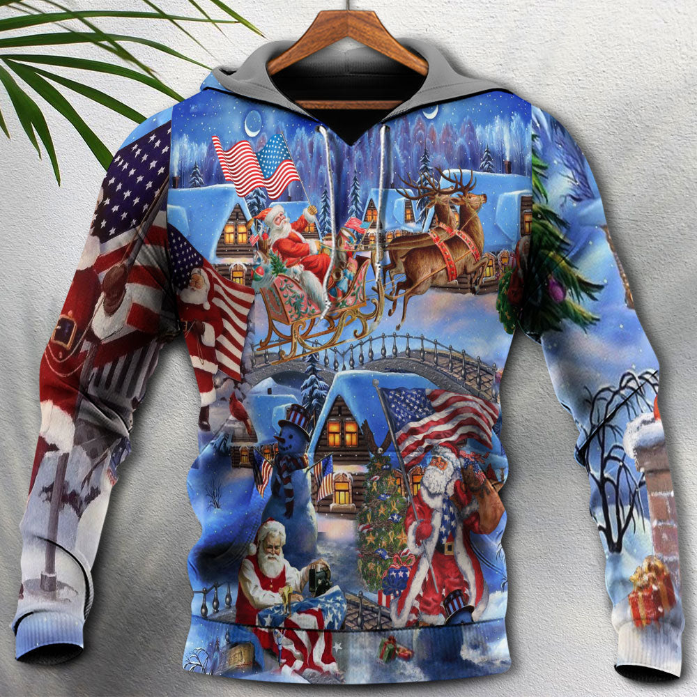 Christmas America Patriotic Holiday Hoodie For Holiday Parties Weekend Outings And Cheerful Gift Giving