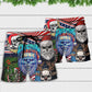 Christmas Skull Patriotic Skeleton Beach Shorts Print View For Coastal Escapes And Casual Outings