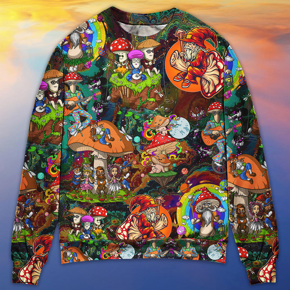Hippie Mushroom Trippy Colorful Sweater For Colorful Outfits Weekend Events And Thoughtful Gift Giving