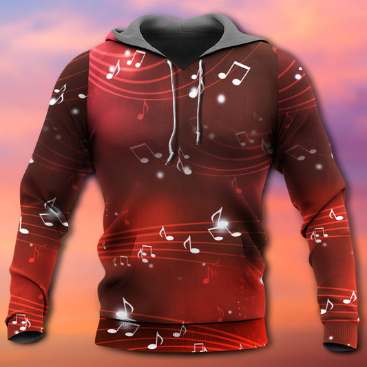 Red Music Notes Blurry Lights Hoodie For Music Culture Travel Days And Comfortable Casual Wear