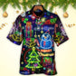 Neon Christmas Bright Lighting Hawaiian Shirt Artwork Detail For Resort Trips And Outdoor Activities