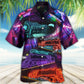 Neon Train Night Hawaiian Shirt For Summer Vacation And Beach Travel