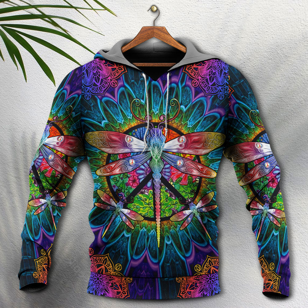 Hippie Dragonfly Mandala Peace Hoodie For Colorful Outings Music Events And Everyday Style