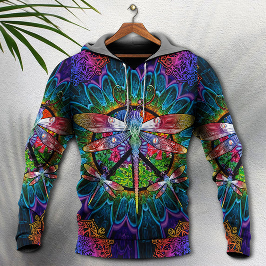 Hippie Dragonfly Mandala Peace Hoodie For Colorful Outings Music Events And Everyday Style