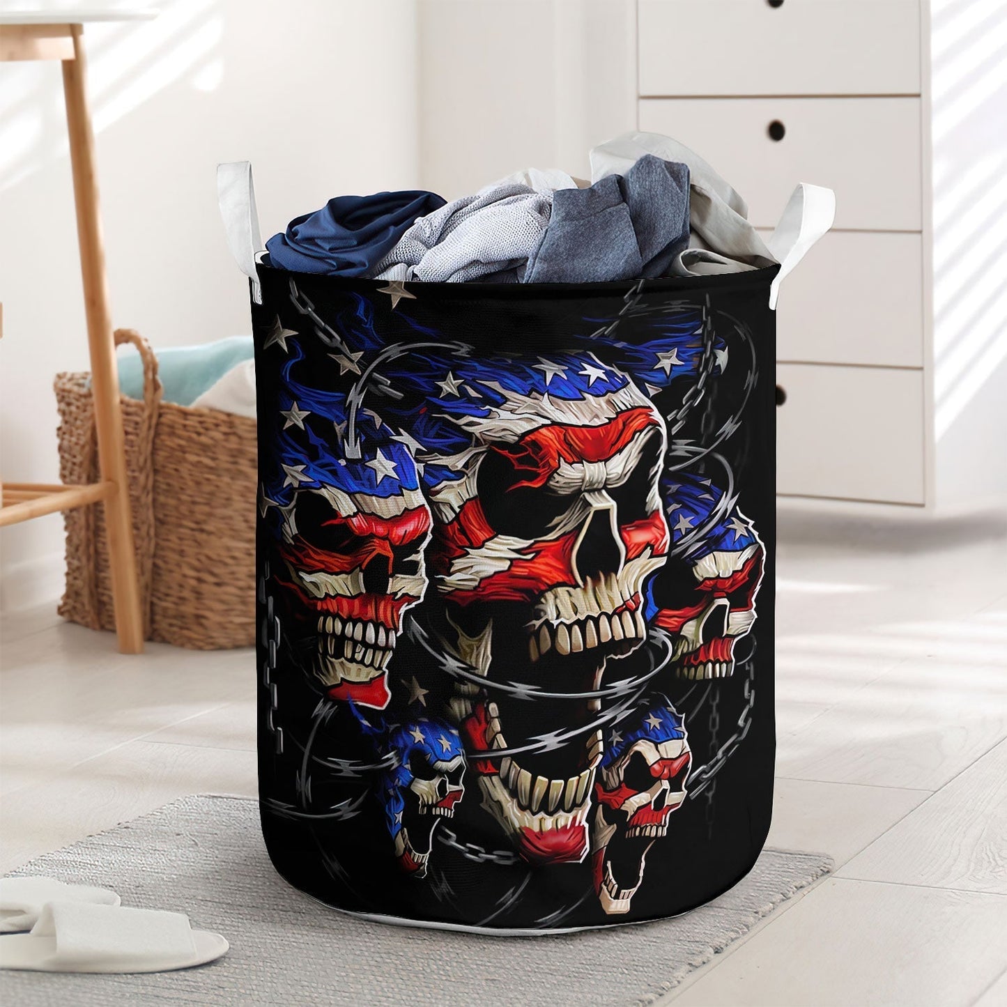 Skull Love America Forever Laundry Basket For Room Home Organizer