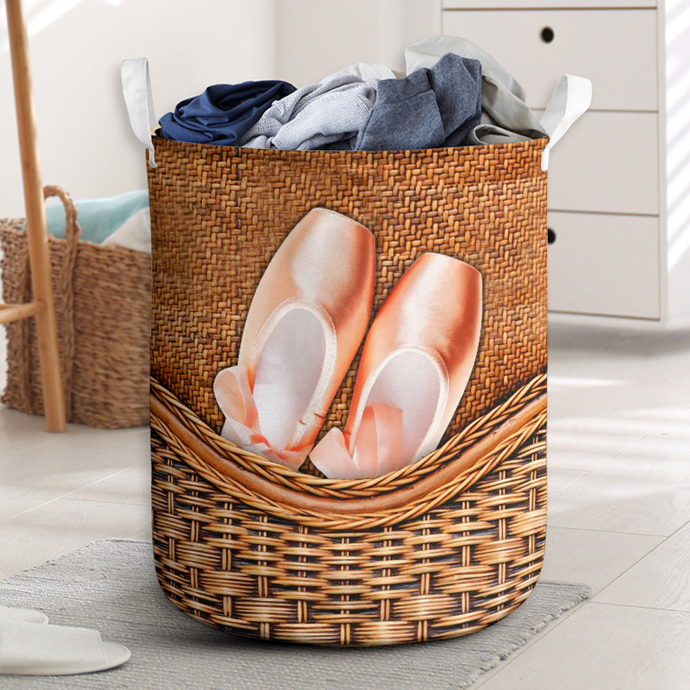 Ballet Dance Rattan Texture Laundry Basket For Nursery Dorm And Home Storage