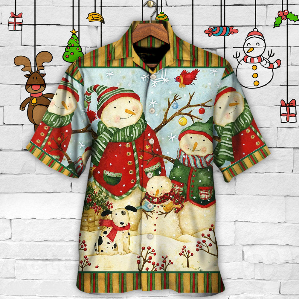 Cute Christmas Snowman Hawaiian Shirt Pattern Detail For Outdoor Gatherings