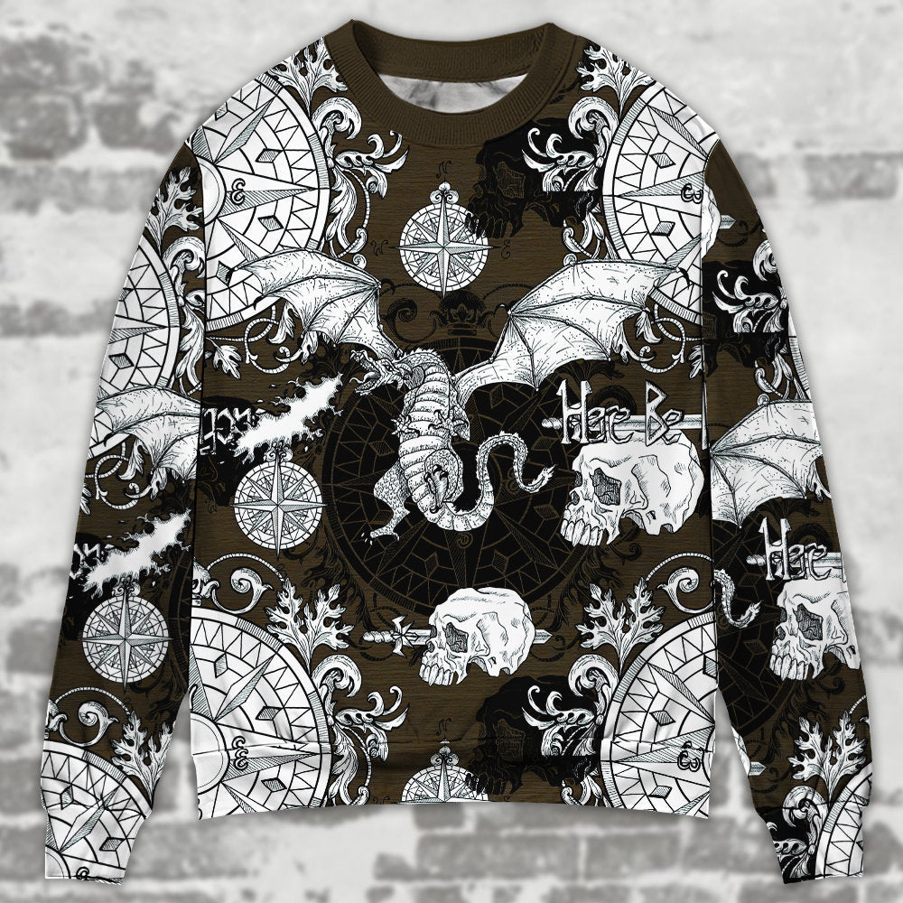 Flying Dragon Skull Gothic Sweater For Art Fans Travel Parties And Distinctive Casual Style