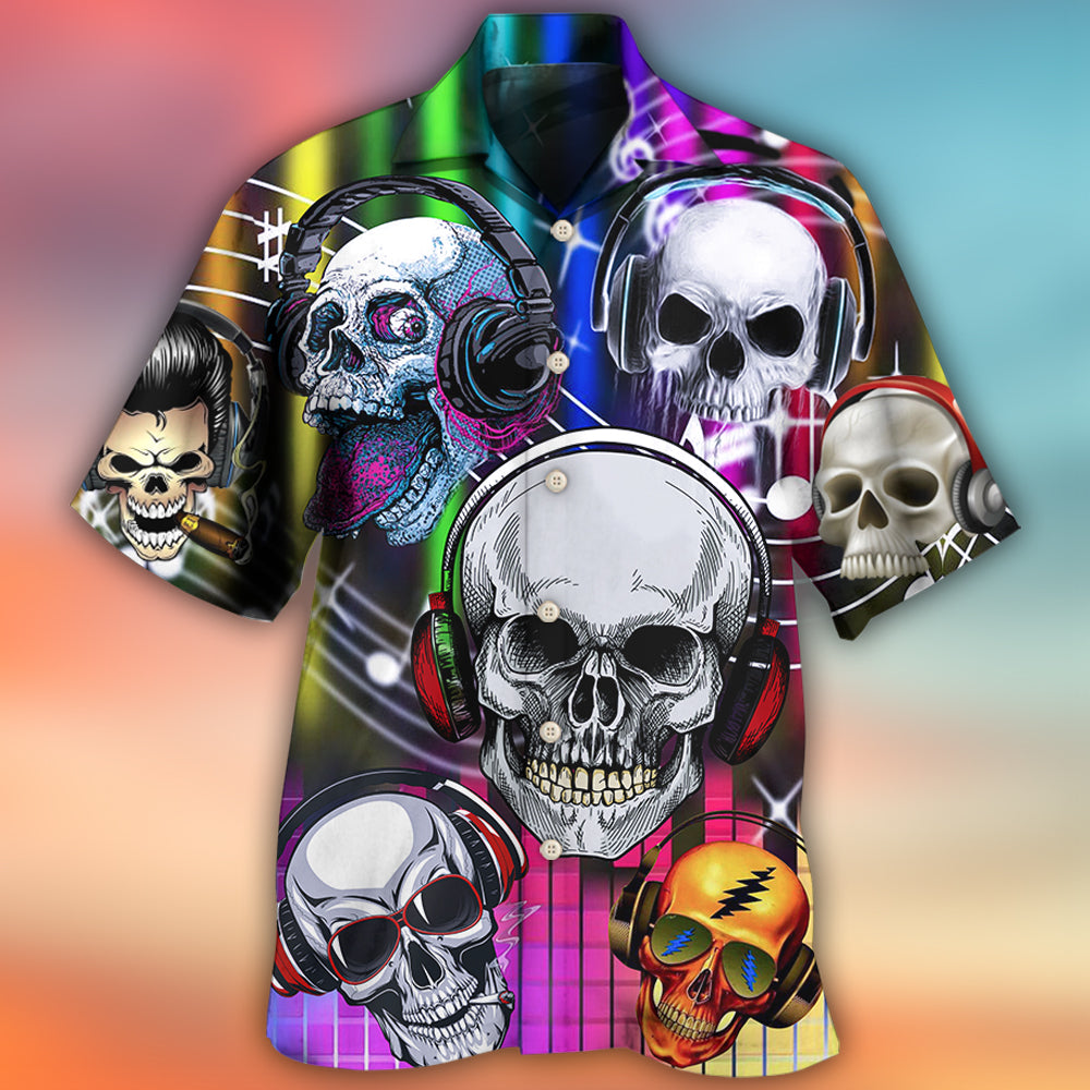 Gothic Skull Graphic Hawaiian Shirt Graphic Artwork Detail For Summer Travel
