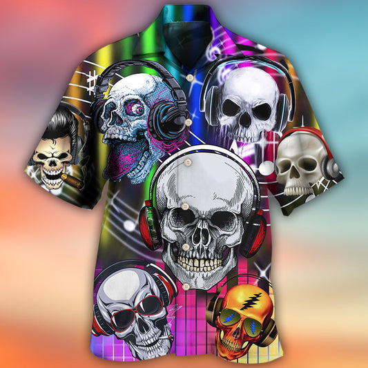Gothic Skull Graphic Hawaiian Shirt Graphic Artwork Detail For Summer Travel