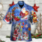 Festive Christmas Town Hawaiian Shirt Artwork Detail For Resort Trips And Outdoor Activities