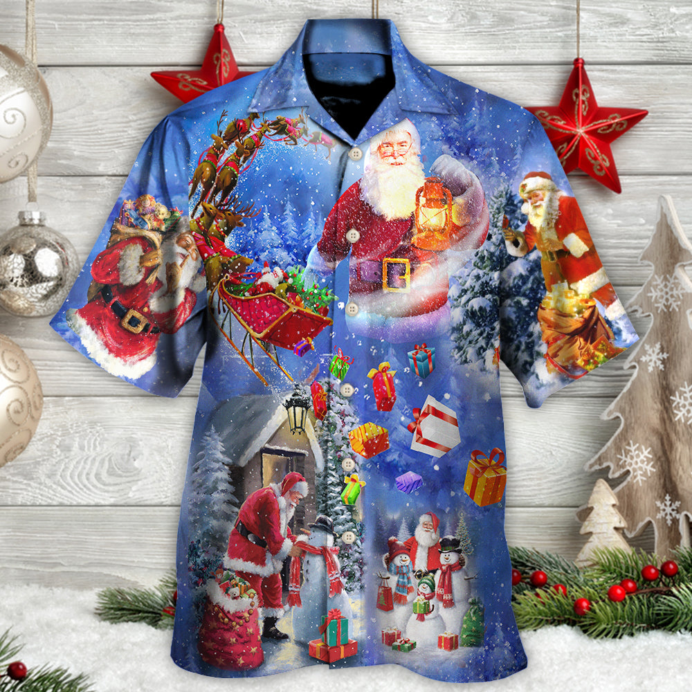 Festive Christmas Town Hawaiian Shirt Artwork Detail For Resort Trips And Outdoor Activities