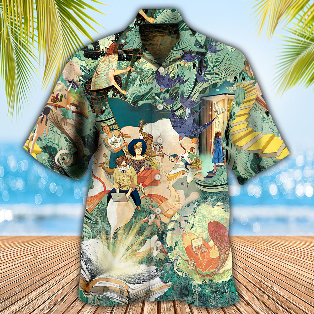Author Inspiration Build Mind Hawaiian Shirt Detailed Pattern View For Coastal Travel