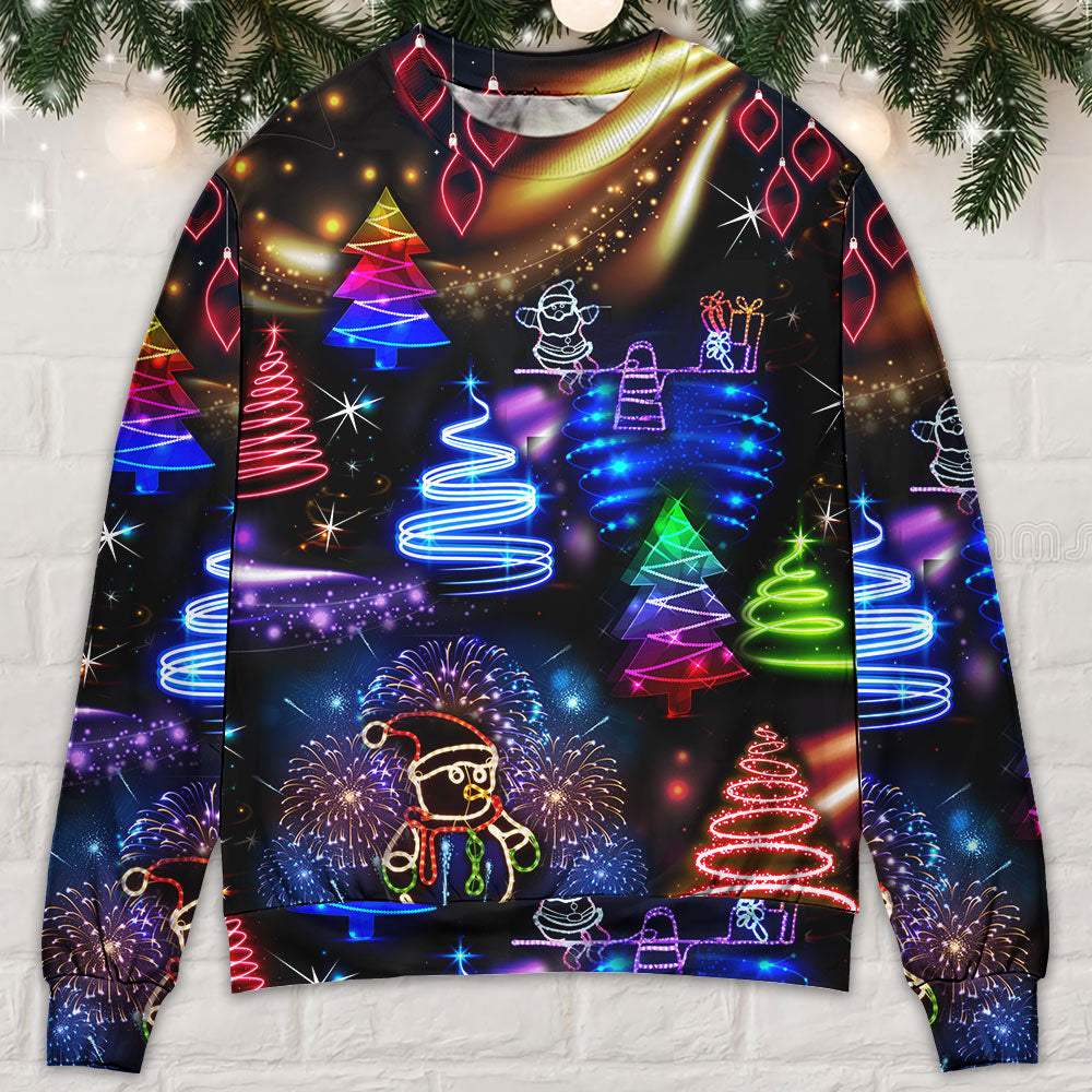 Christmas Neon Santa And Snowman Sweater For Festive Family Events Casual Wear And Holiday Gift Giving