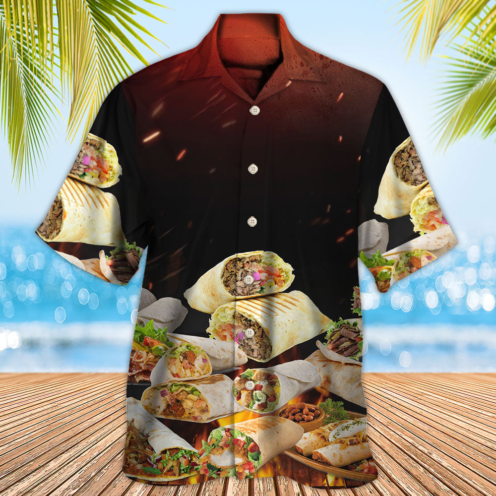 Food Burritos Fast Delicious Hawaiian Shirt Artwork Detail For Tropical Trips And Casual Outings