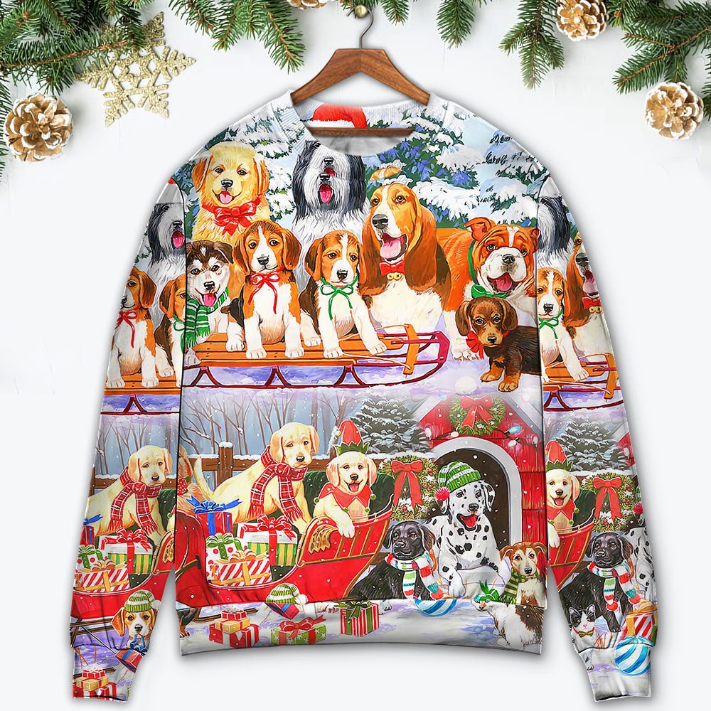 Dog Snowman Christmas Tree Merry Sweater For Winter Celebrations Family Events And Relaxed Seasonal Styling