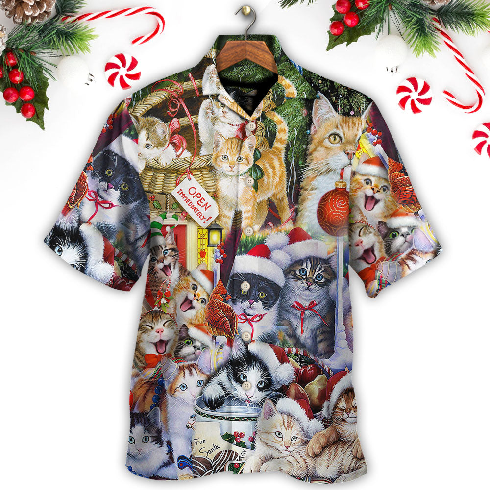 Christmas Cat Hawaiian Shirt Creative Print View For Beach Days
