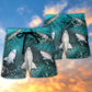 Shark Feeding Frenzy Ocean Life Beach Shorts Pattern Detail For Relaxed Warm Weather Outfits