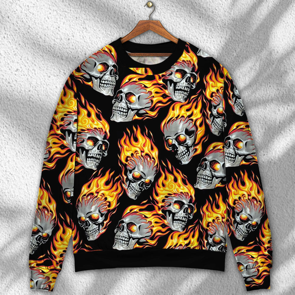 Skull Fire Sweater For Alternative Outfits Seasonal Events And Everyday Comfort