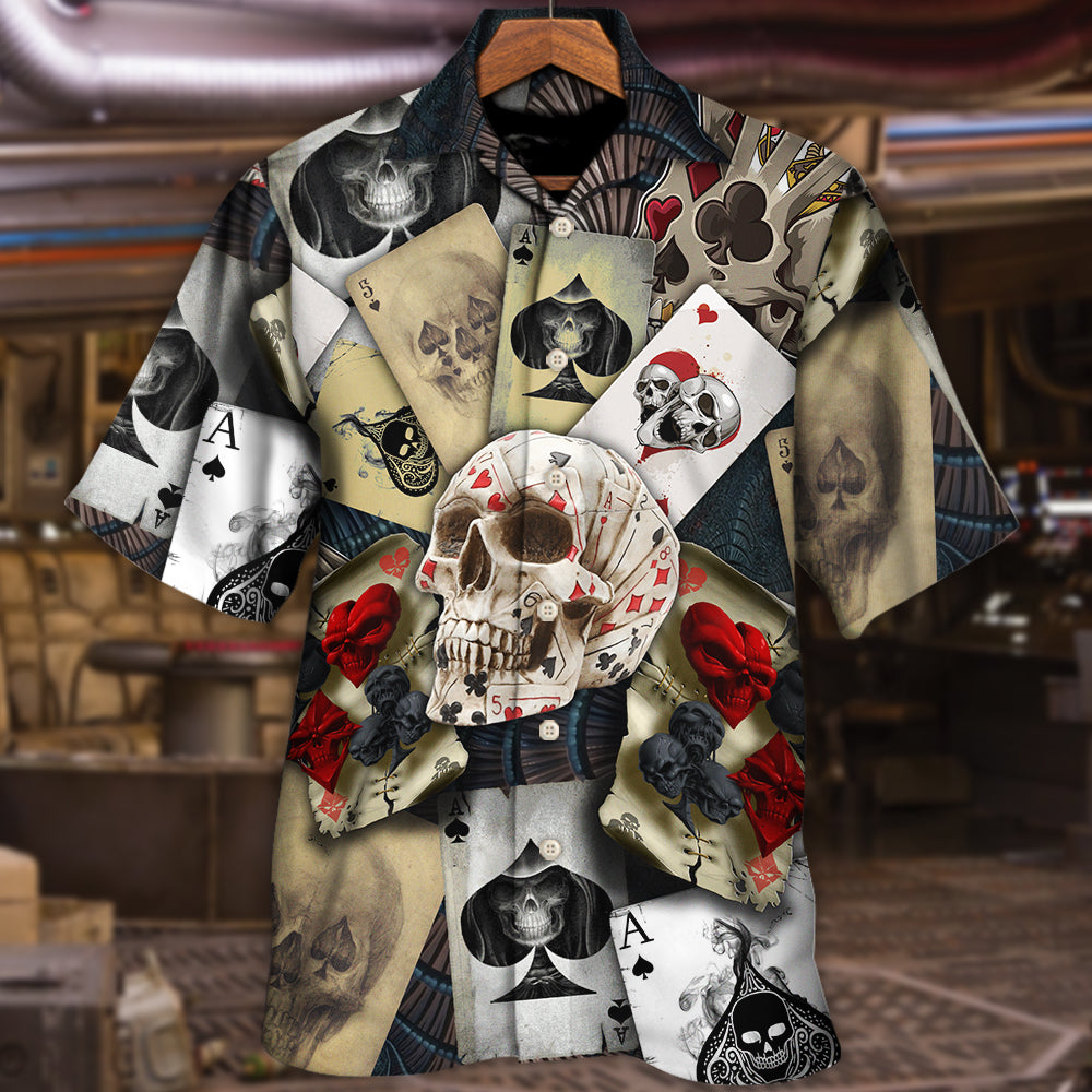 Retro Skull Card Game Cards Hawaiian Shirt For Poolside Relaxation And Sunny Getaways