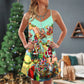 Santa World Map Christmas Love V-Neck Sleeveless Cami Dress For Festivals Travel And Relaxed Casual Summer Wear