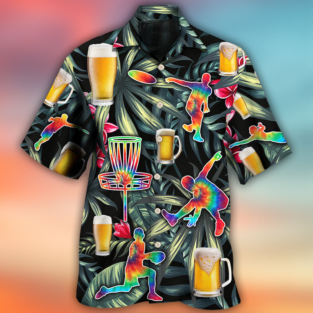 Tropical Floral Beer Disc Golf Tie Dye Hawaiian Shirt For Warm Weather Adventures And Everyday Comfort