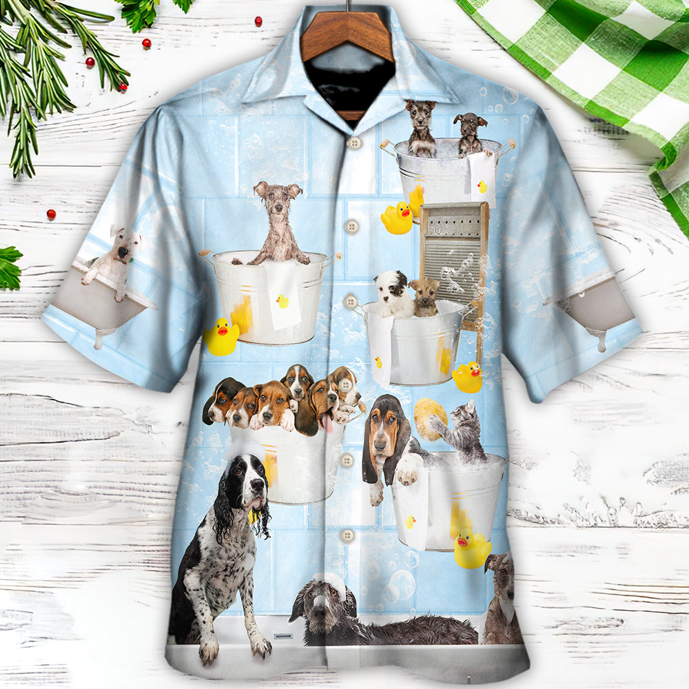 Dog Grooming Shower Bathroom Hawaiian Shirt Design View For Warm Weather Events